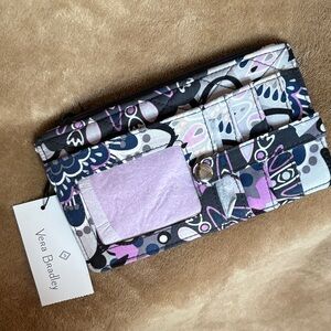 NWT Vera Bradley Purple, Black and Gray Floral Ultimate Card Case Wallet
